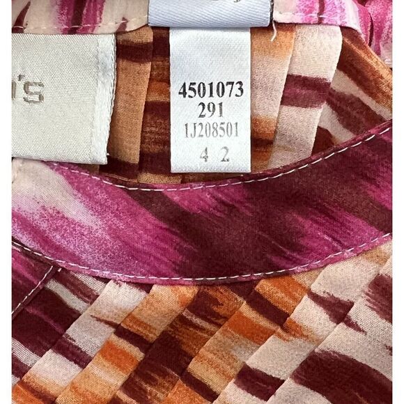 CHICO'S Ikat Tunic Top Semi-Sheer  3/4 Sleeve Button Blouse - Size 1 Small - Picture 11 of 11